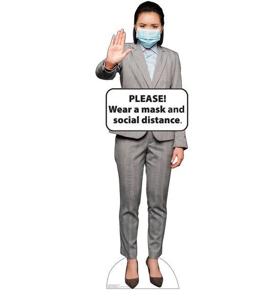 Life-Size Cardboard Standee - Social Distance Mask Standee Female - All Cutouts