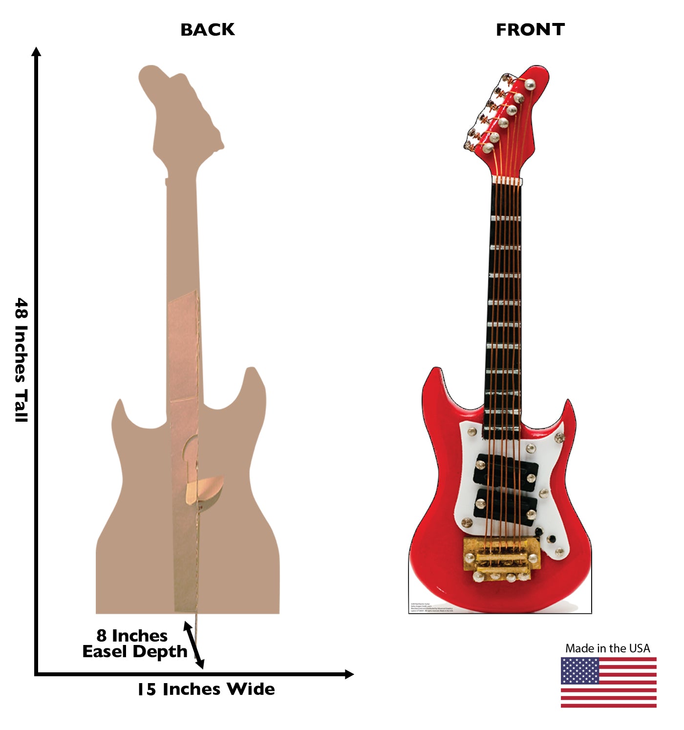 Red Electric Guitar Life-Size Cardboard Cutout - All Cutouts