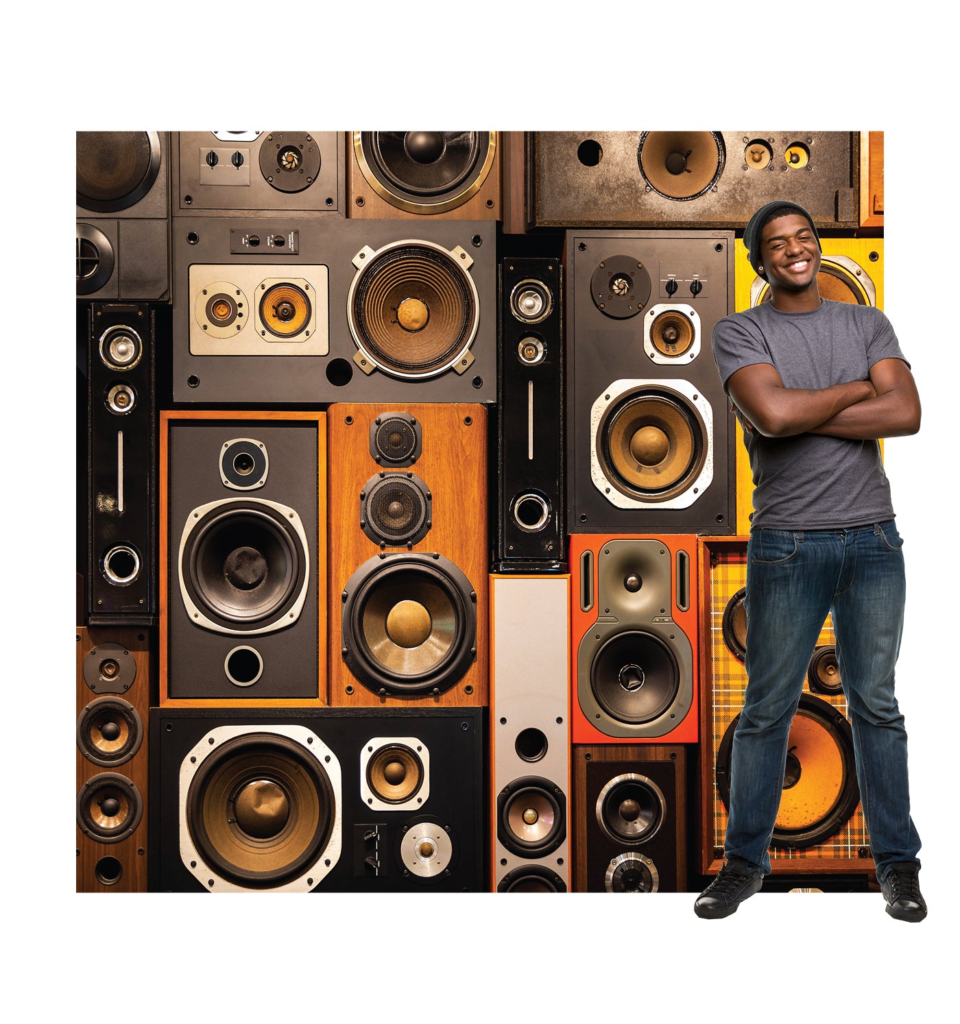 Retro Speakers Backdrop Life-Size Cardboard Cutout - All Cutouts