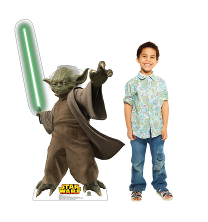 Life-size Yoda with Lightsaber Star Wars Cardboard Cutout - All Cutouts
