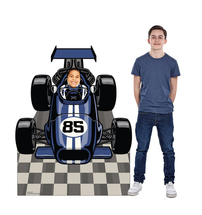 Blue Race Car Life-Size Cardboard Stand-in - All Cutouts