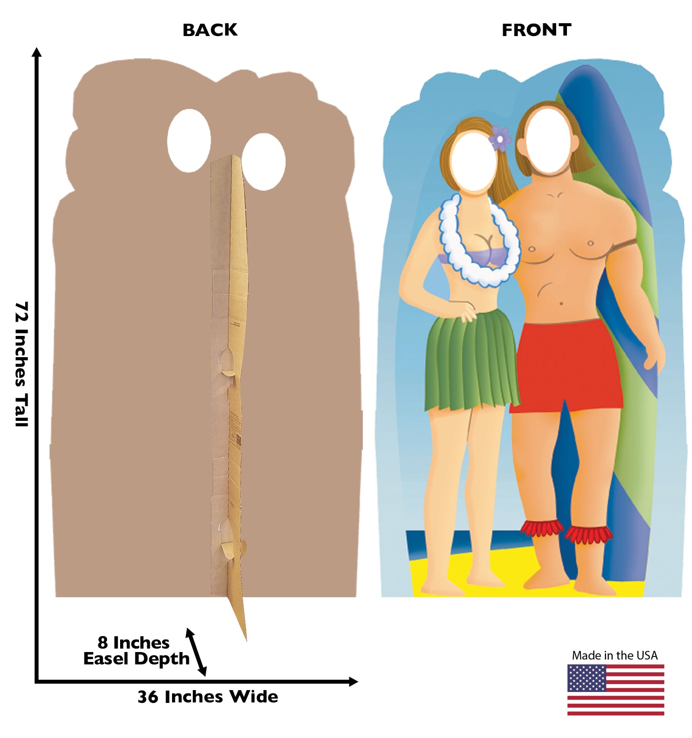 Life-size Surfer Couple holding Surfboard Stand-in Cardboard Standup | Cardboard Cutout - All Cutouts