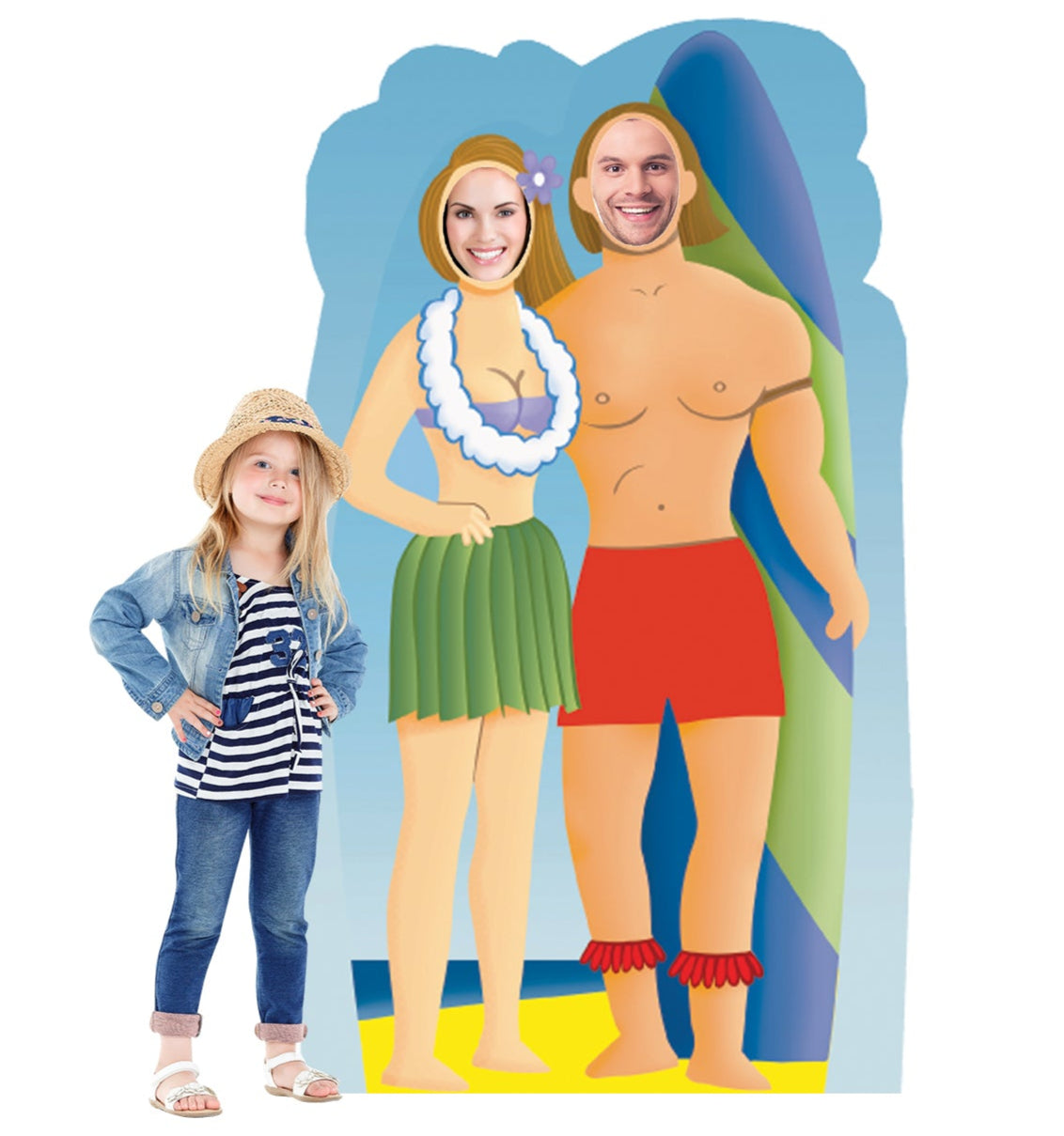 Life-size Surfer Couple holding Surfboard Stand-in Cardboard Standup | Cardboard Cutout - All Cutouts