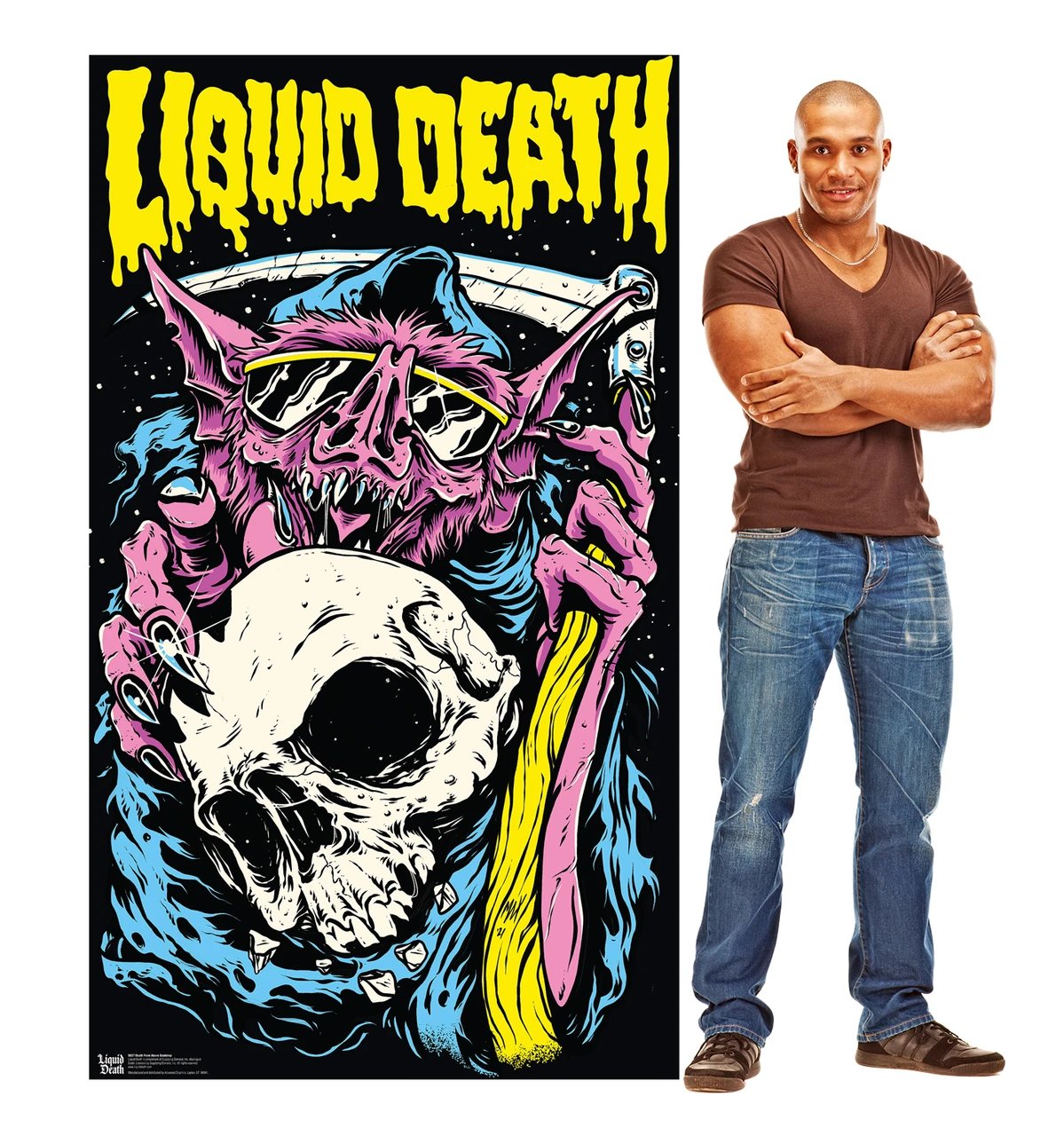 Life-Size Death From Above Backdrop (Liquid Death) Cardboard Cutout - All Cutouts