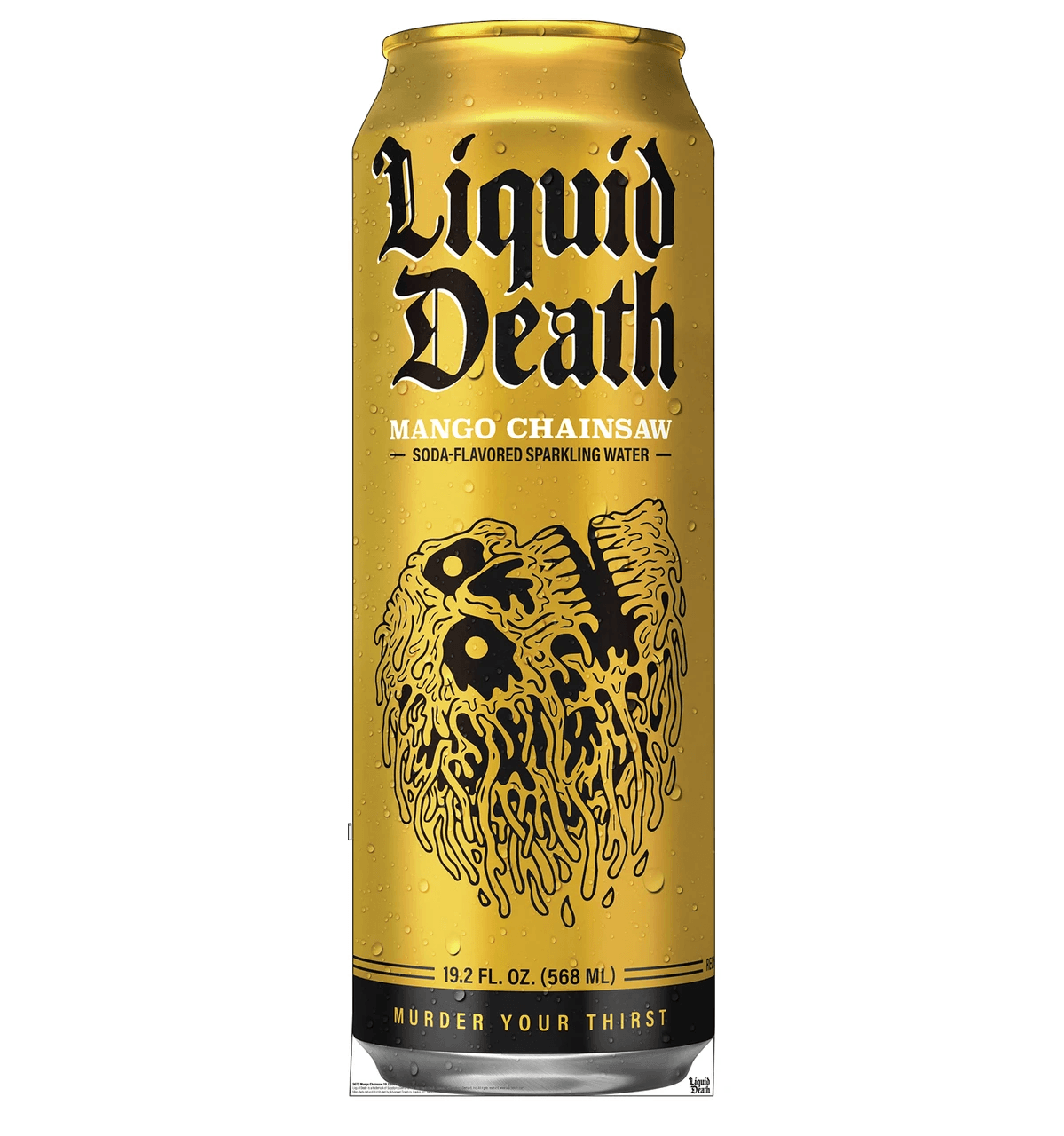 Life-Size Mango Chainsaw 19.2 oz Can (Liquid Death) Cardboard Cutout - All Cutouts