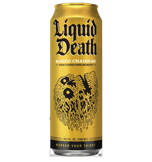 Life-Size Mango Chainsaw 19.2 oz Can (Liquid Death) Cardboard Cutout - All Cutouts