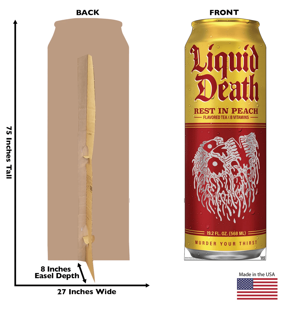Life-Size Rest in Peach 19.2 oz Can (Liquid Death) Cardboard Cutout - All Cutouts