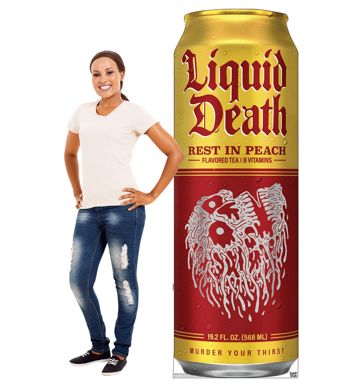 Life-Size Rest in Peach 19.2 oz Can (Liquid Death) Cardboard Cutout - All Cutouts