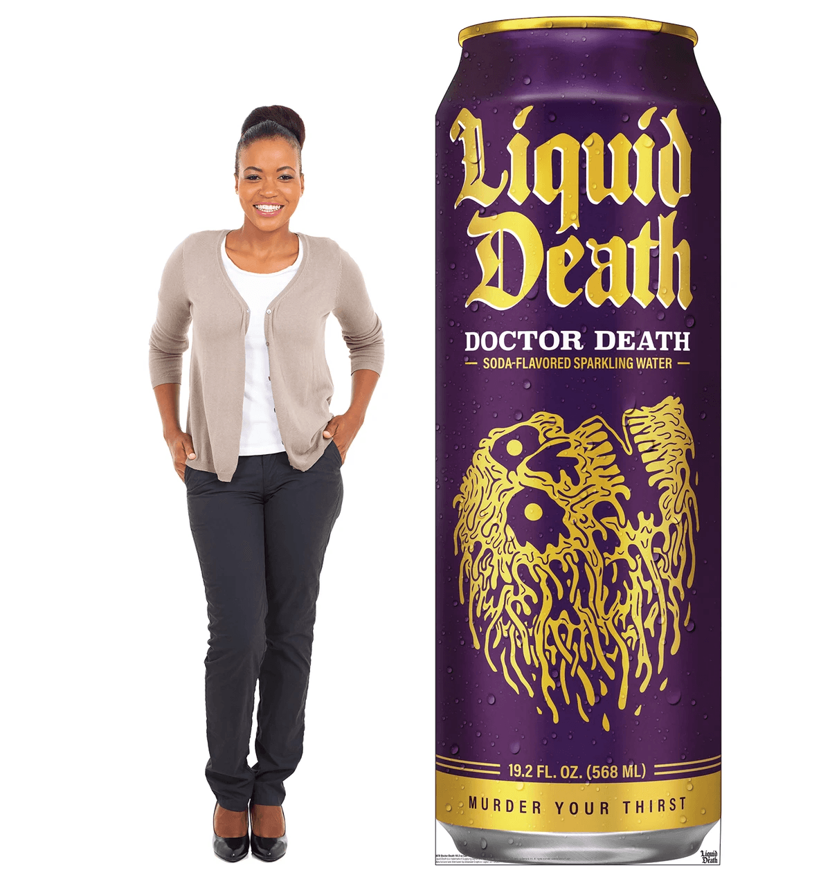 Life-Size Doctor Death 19.2 oz Can (Liquid Death) Cardboard Cutout - All Cutouts