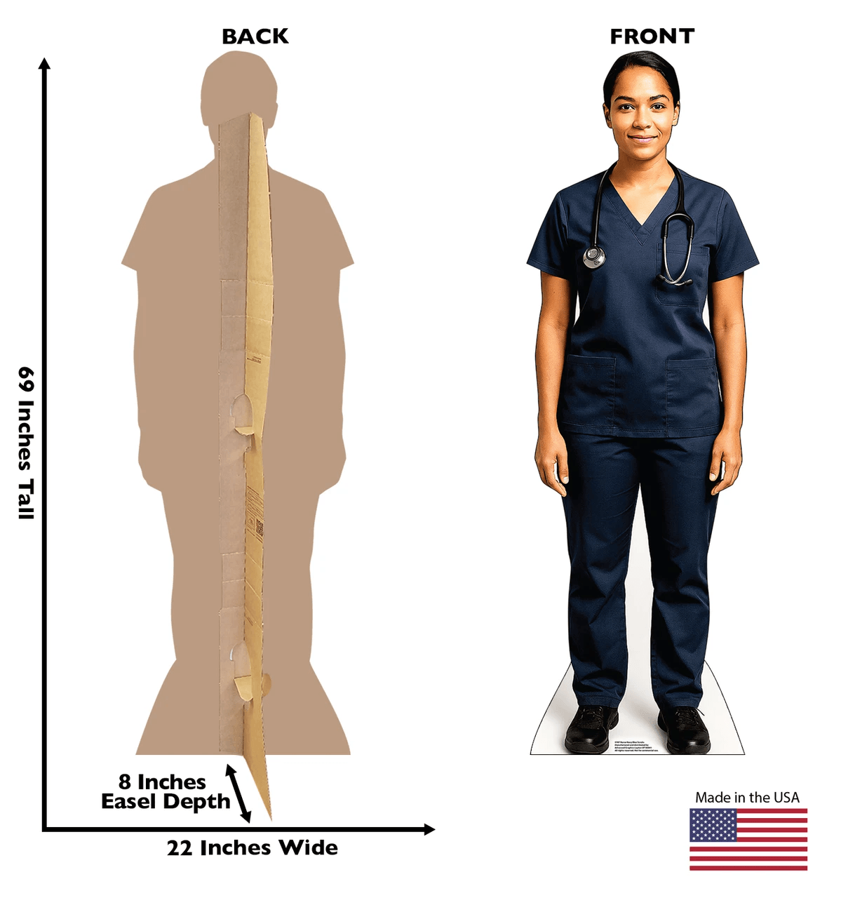 Life-Size Nurse Navy Blue Scrubs Cardboard Cutout - All Cutouts