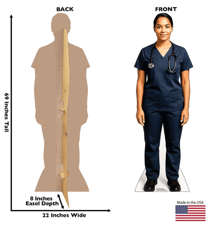 Life-Size Nurse Navy Blue Scrubs Cardboard Cutout - All Cutouts