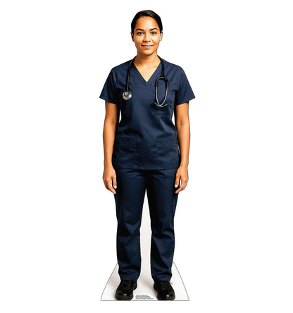 Life-Size Nurse Navy Blue Scrubs Cardboard Cutout - All Cutouts