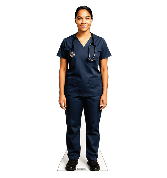 Life-Size Nurse Navy Blue Scrubs Cardboard Cutout - All Cutouts