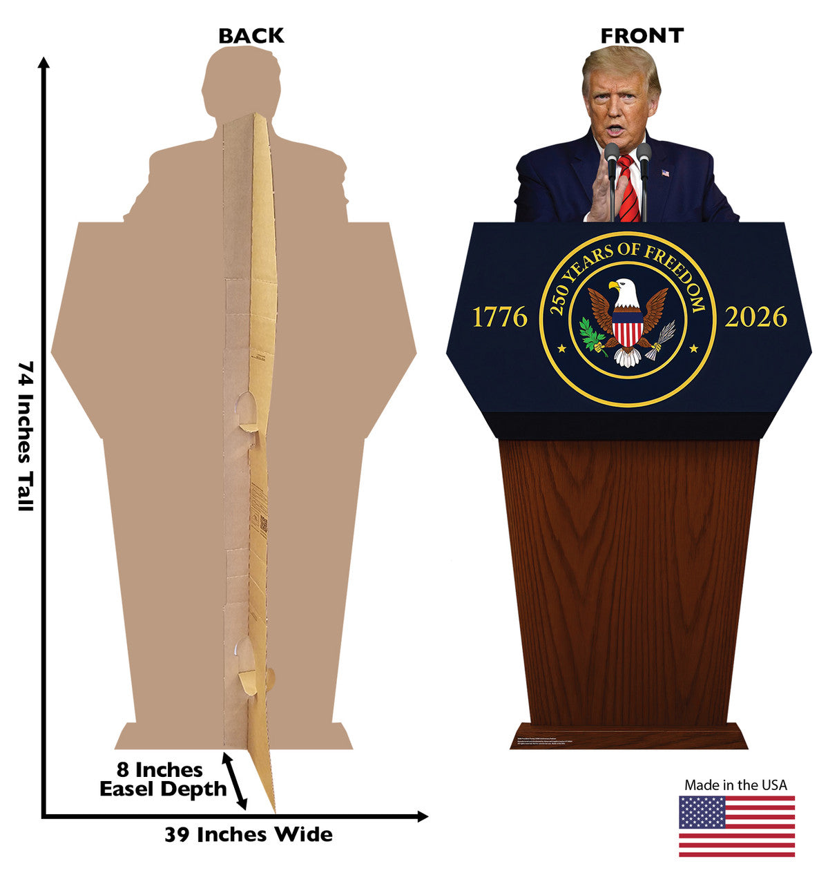 Life-Size President Trump 250th Anniversary Podium Cardboard Cutout - All Cutouts