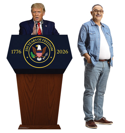 Life-Size President Trump 250th Anniversary Podium Cardboard Cutout - All Cutouts