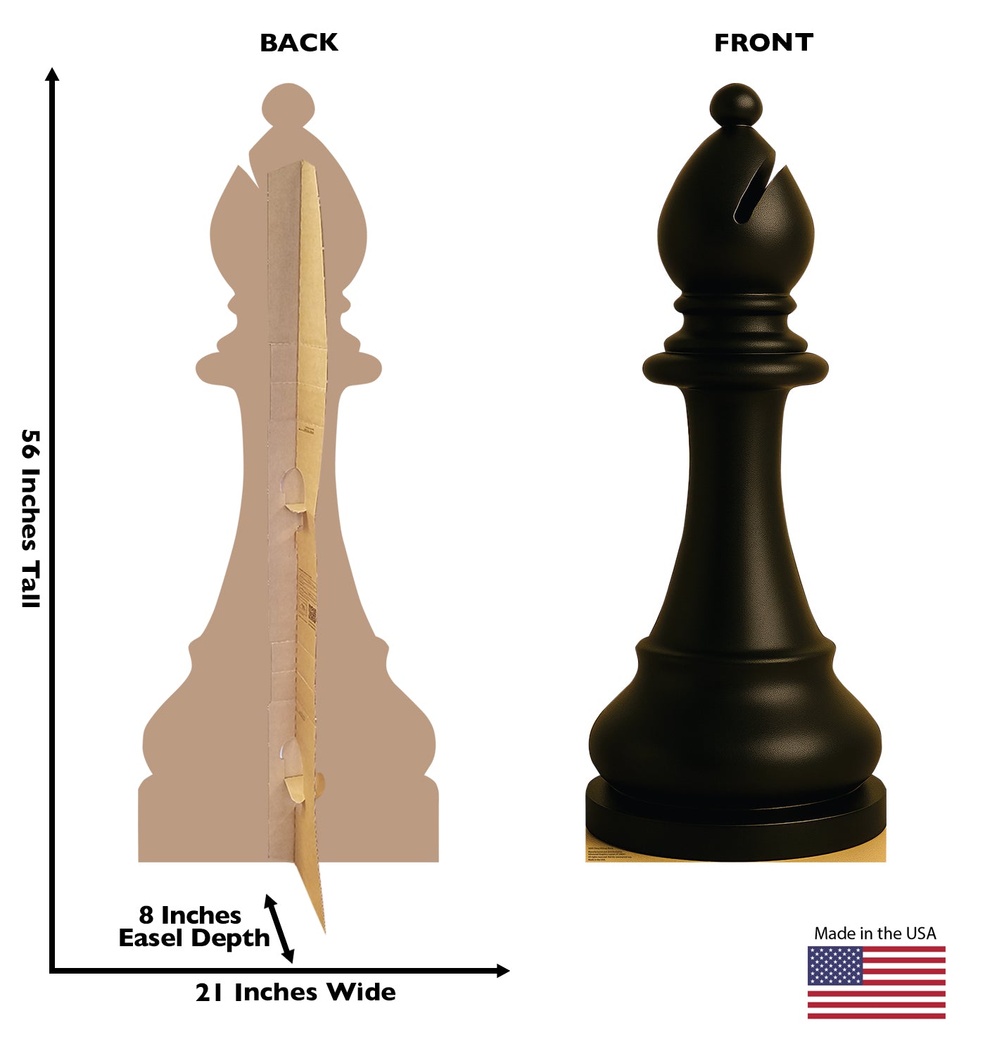 Life-Size Chess Bishop Black Cardboard Cutout