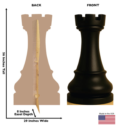 Life-Size Chess Rook Black Cardboard Cutout