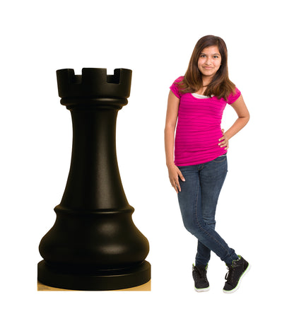 Life-Size Chess Rook Black Cardboard Cutout