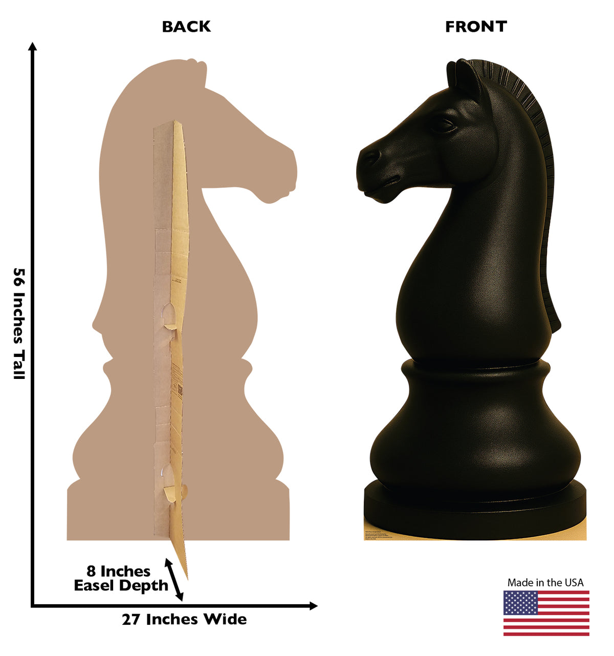 Life-Size Chess Knight Black Cardboard Cutout