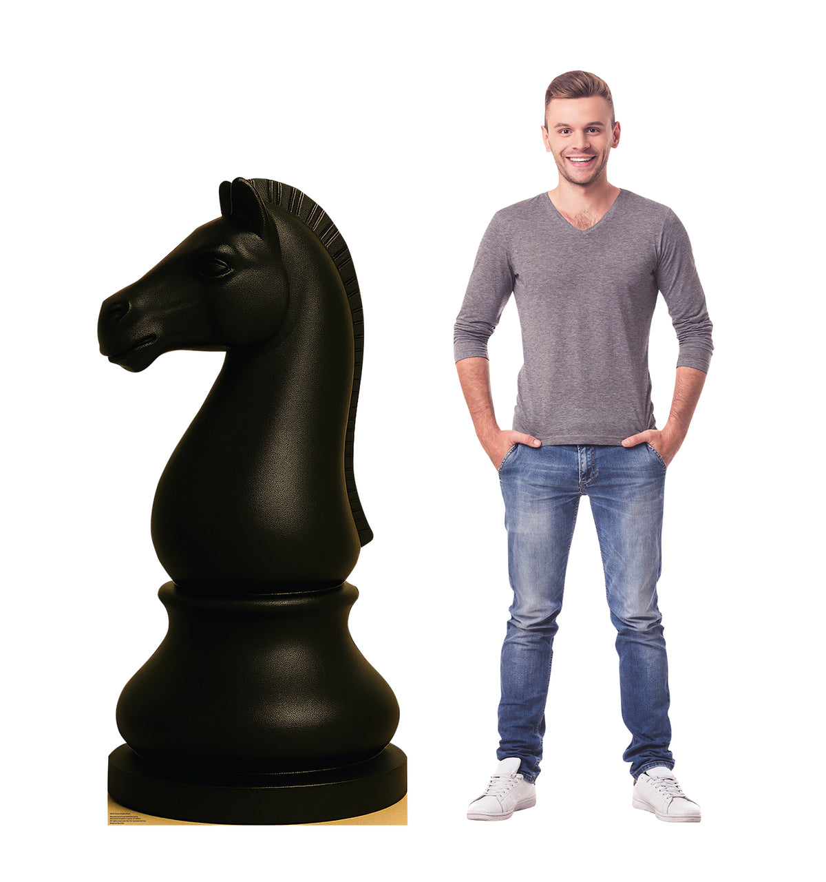Life-Size Chess Knight Black Cardboard Cutout