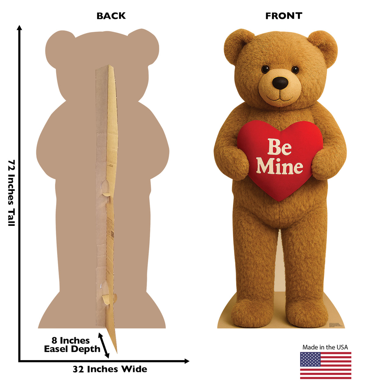 Life-Size Valentine's Day Teddy Bear Cardboard Cutout - All Cutouts