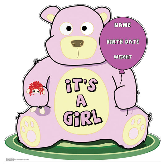 Life-size It's A Girl Teddy Bear Cardboard Cutout - All Cutouts