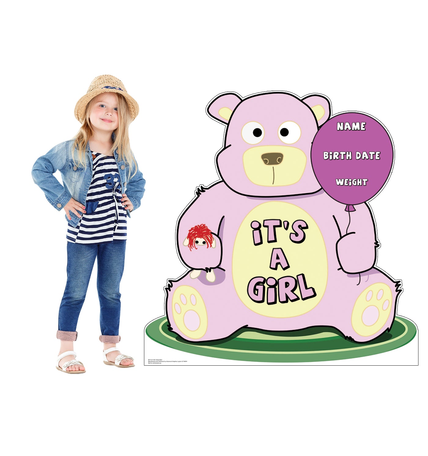 Life-size It's A Girl Teddy Bear Cardboard Cutout - All Cutouts