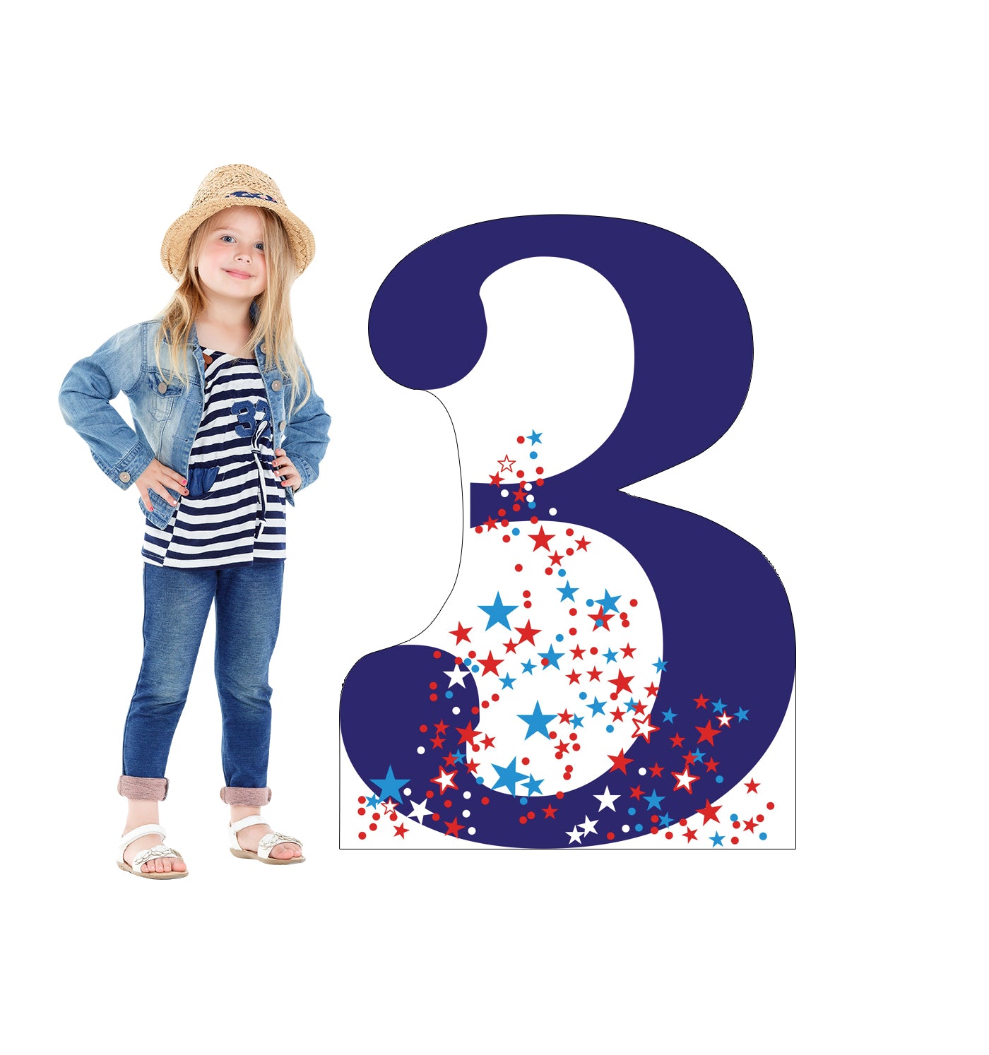 Life-size Number 3 Cardboard Standup | Cardboard Cutout - All Cutouts