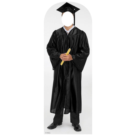 Life-size Male Graduate Black Cap and Gown Cardboard Cutout - All Cutouts
