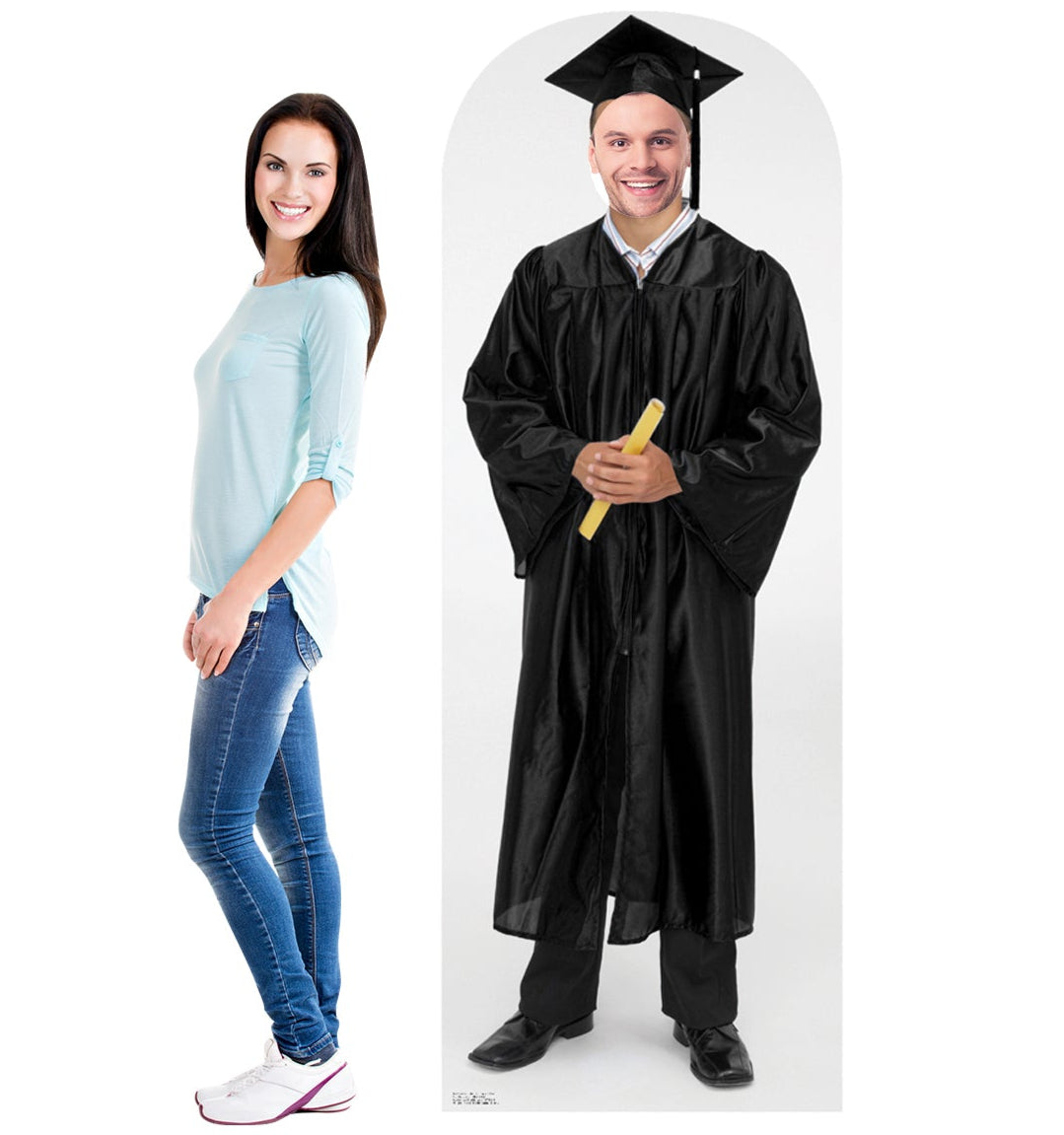 Life-size Male Graduate Black Cap and Gown Cardboard Cutout - All Cutouts