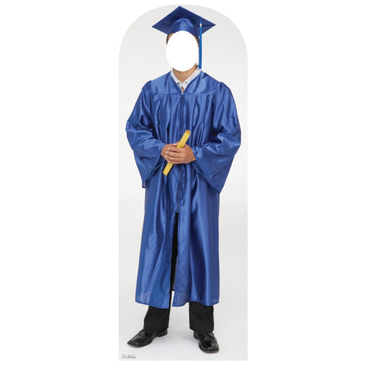 Life-size Male Graduate Blue Cap and Gown Cardboard Standup - All Cutouts