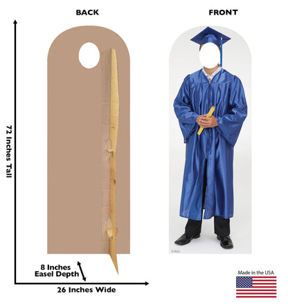 Life-size Male Graduate Blue Cap and Gown Cardboard Standup - All Cutouts