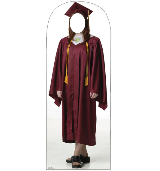 Life-size Female Graduate Red Cap and Gown Cardboard Cutout - All Cutouts