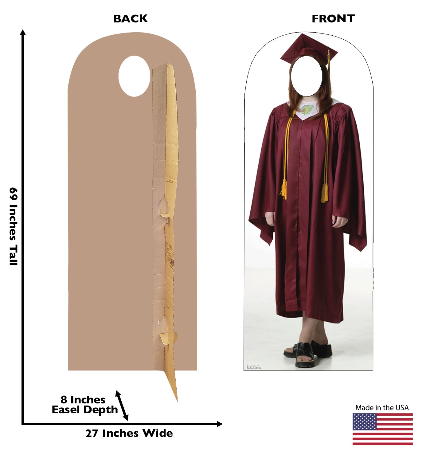 Life-size Female Graduate Red Cap and Gown Cardboard Cutout - All Cutouts