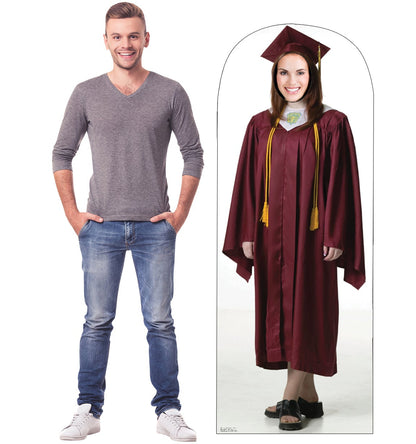 Life-size Female Graduate Red Cap and Gown Cardboard Cutout - All Cutouts
