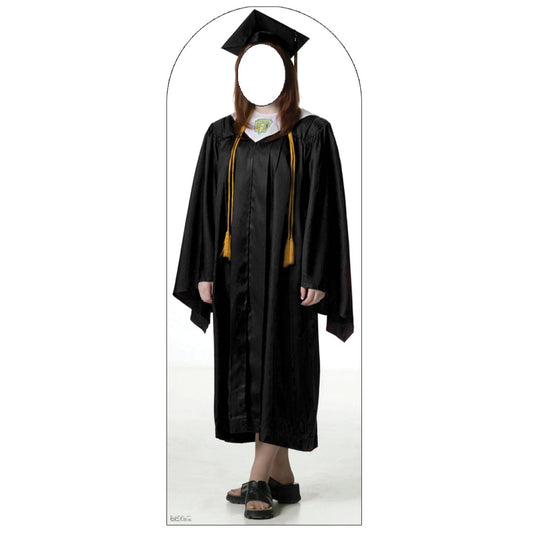 Life-size Female Graduate Black Cap and Gown Cardboard Cutout - All Cutouts