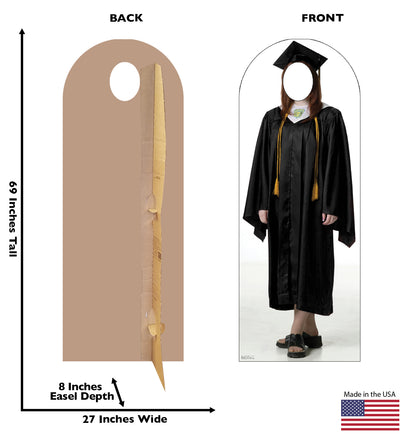 Life-size Female Graduate Black Cap and Gown Cardboard Cutout - All Cutouts