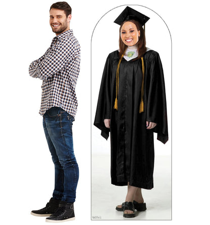Life-size Female Graduate Black Cap and Gown Cardboard Cutout - All Cutouts